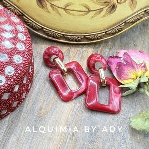 Alquimia Red Geometric Dangle Earrings